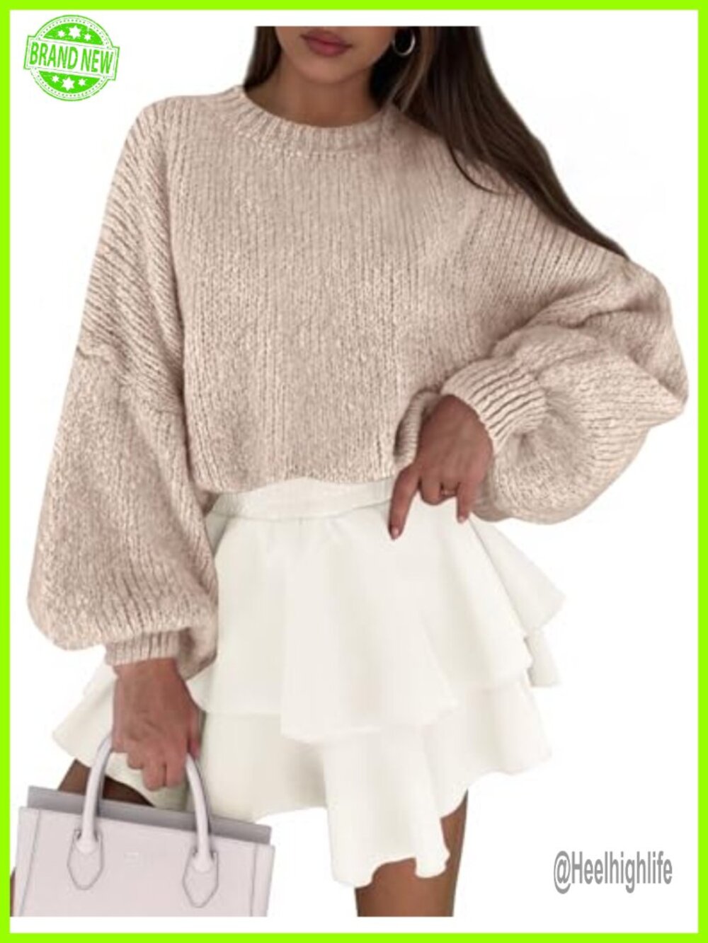 Chunky Knit Oversized Pullover Sweater Drop Shoulder Crewneck